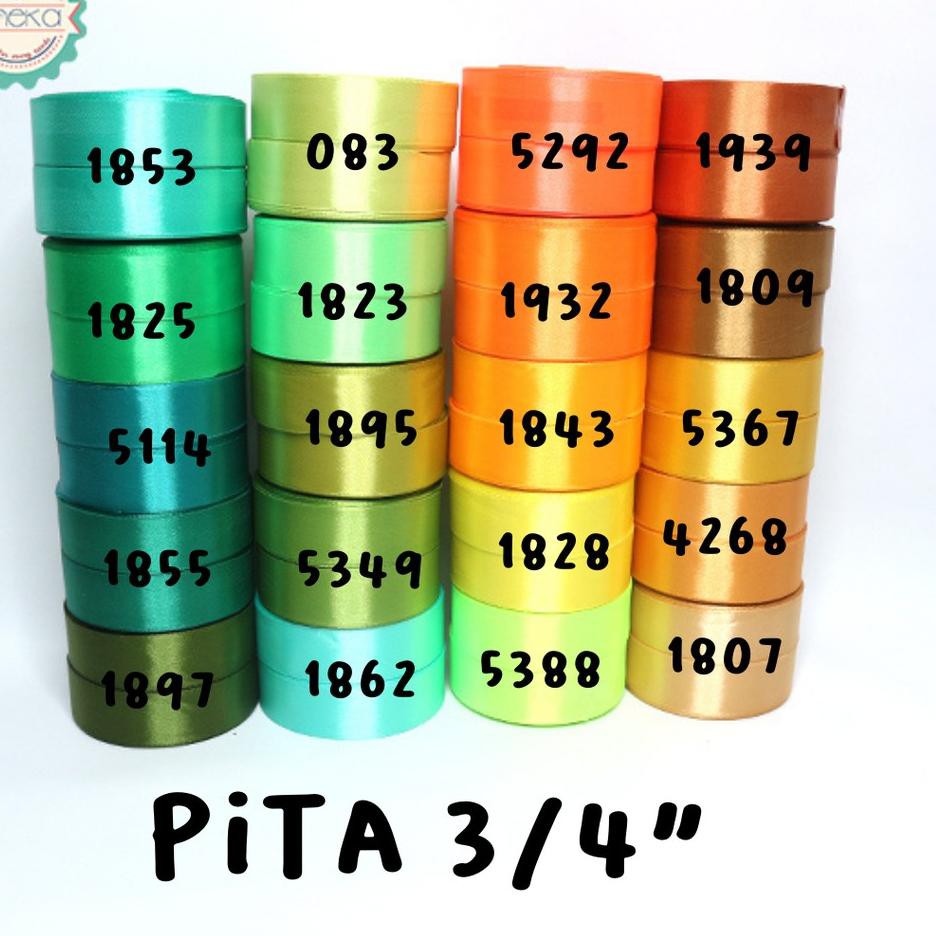 

Premium- Pita Satin / Satin Silk Ribbon 3/4" - 0.75" - 2 cm - PER GULUNG (25yard/roll) Hijau, Kuning