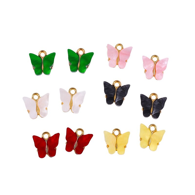 10pcs Liontin Kupu-Kupu Bahan Alloy Akrilik Handmade Diy Untuk Kalung / Gelang