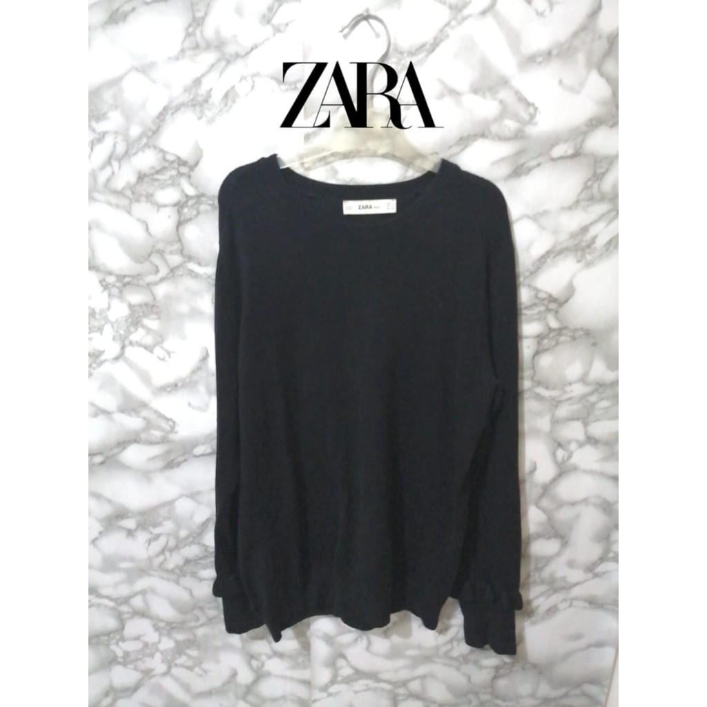 zara black sweater with pearls