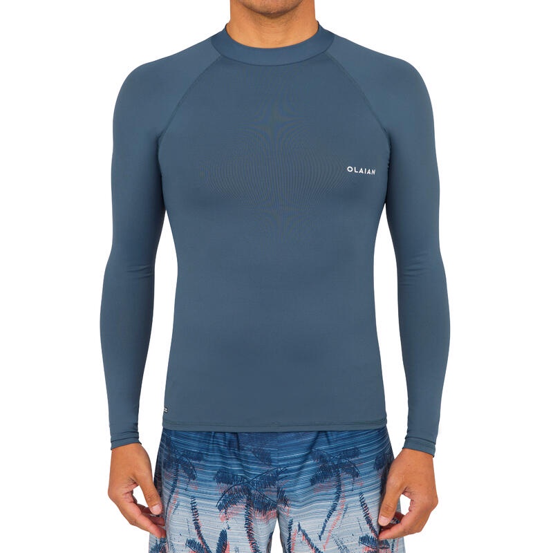 Decathlon OLAIAN Men's surfing long-sleeved UV-protection top T-shirt 100 - grey - 8611954