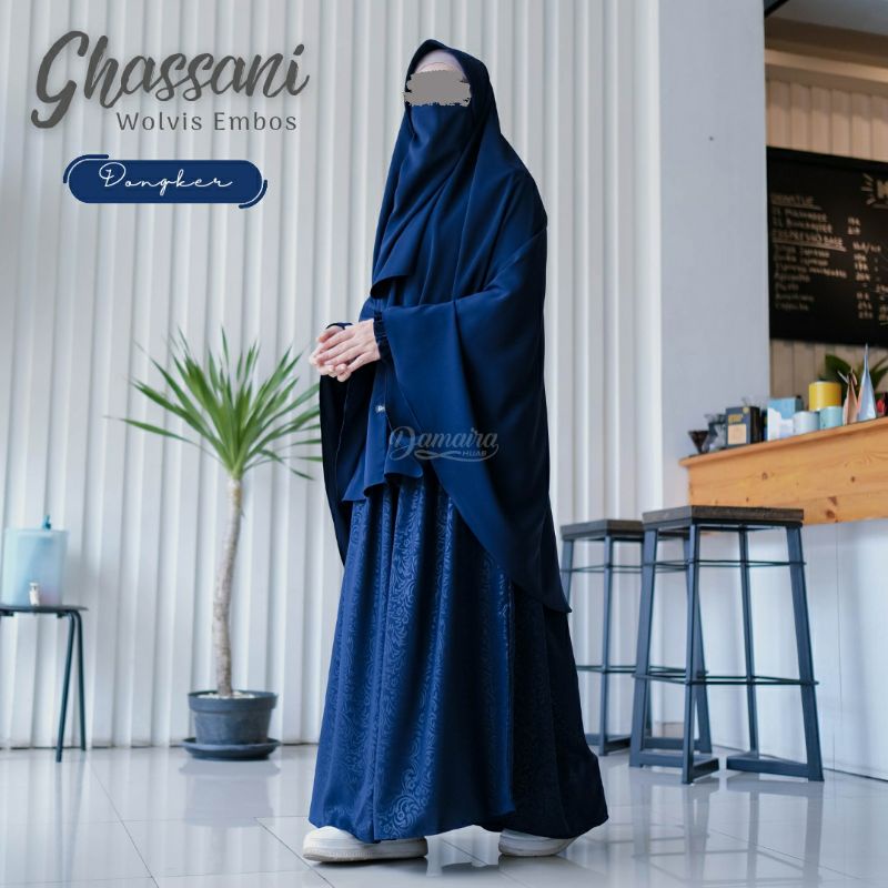 gamis syari/gamis emboss/gamis set/Ghassani Emboss by Damaira Hijab