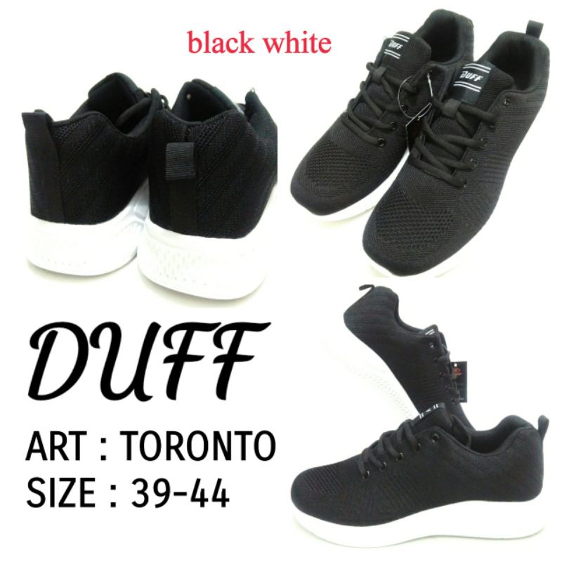 SEPATU SNEAKERS DEWASA COWOK  HITAM PUTIH DUFF TORONTO SIZE 39-44