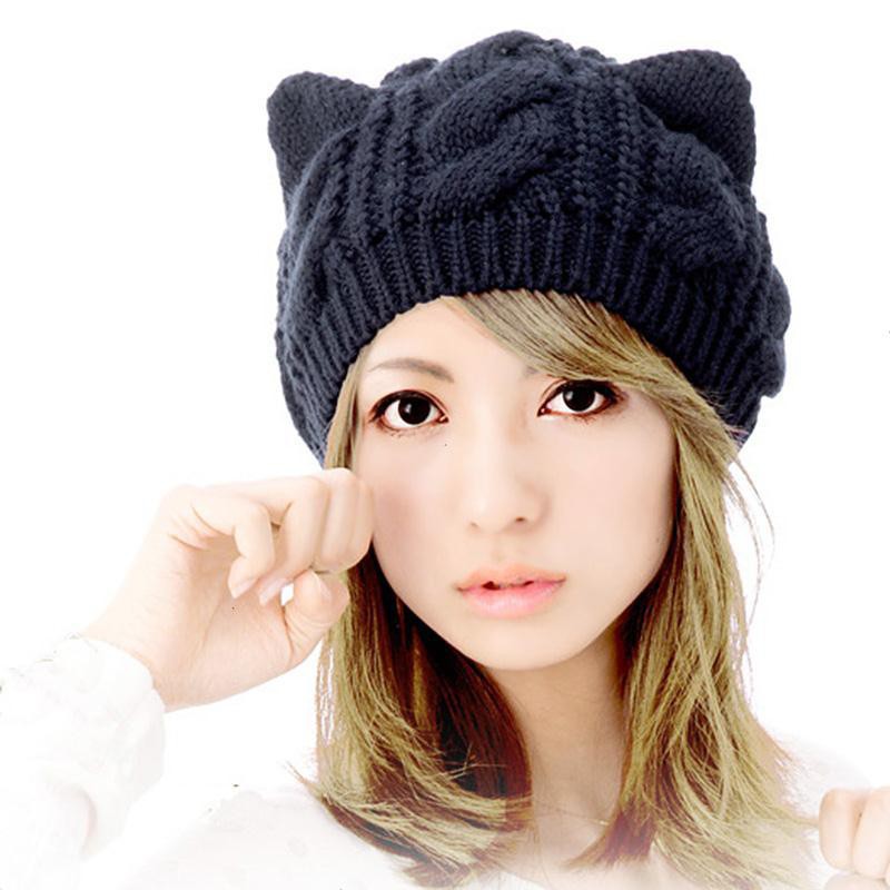 TKCA topi kupluk rajut knit kuping kucing cat nekomimi musim dingin winter korea jepang kpop idol