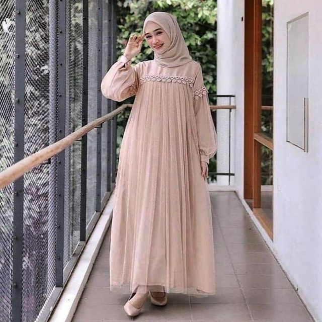 MAXI DRESS PANJANG OXANA | GAMIS MUSLIM MURAH PEREMPUAN BROKAT TILE CANTIK RENDA IMPORT TERBARU
