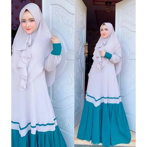 MULKI SYARI Wollycrepe (Free Hijab / Khimar) Gamis Muslim Baju Panjang Stelan Syari Polos