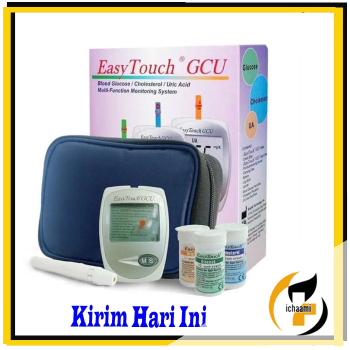 Alat Cek Kolesterol Easy Touch GCU 3 in 1 Bisa Tes Gula Darah dan Asam Urat Juga Original Free Tas