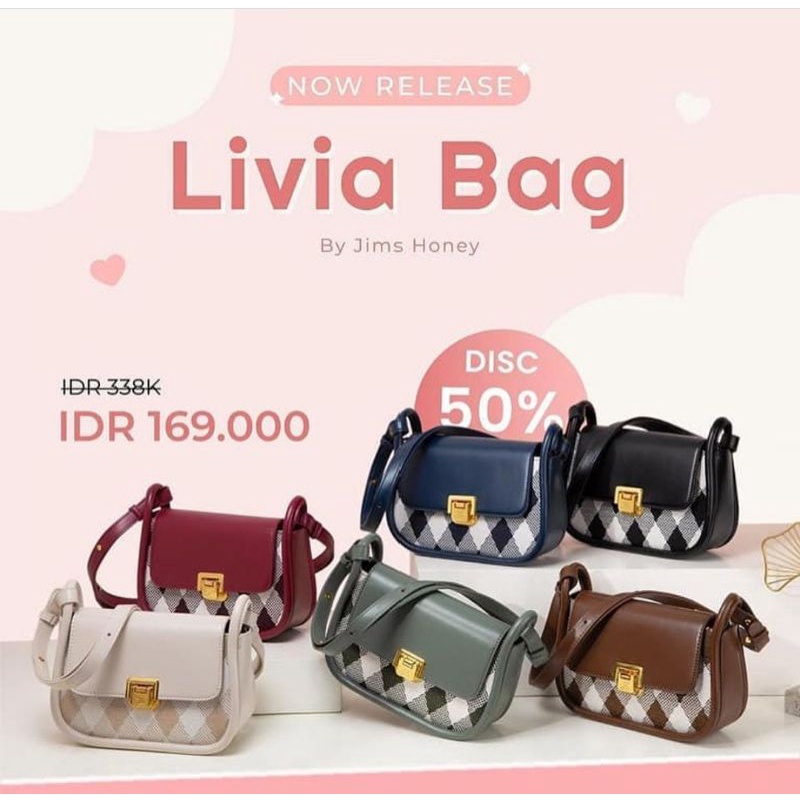 TAS WANITA UNIK KLASIK VINTAGE JIMS HONEY JH LIVIA BAG KADO ULTAH ANNIVERSARY PACAR ISTRI CEWEK PEREMPUAN UNIK ELEGANT CANTIK MURAH FEMINIM TAS KANVAS MURAH DISKON PROMO TAS SELEMPANG SLING BAG CEWEK
