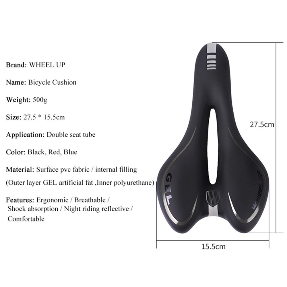 ♢[Ready stock/cod]♢ WHEEL UP GEL Breathable Soft Bike Saddle PVC Leather Road MTB Mountain Cycling Saddle Seats