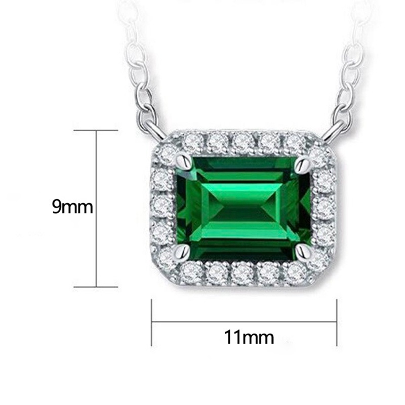 Kalung Liontin Cubic Zirconia Warna Hijau Untuk Wanita