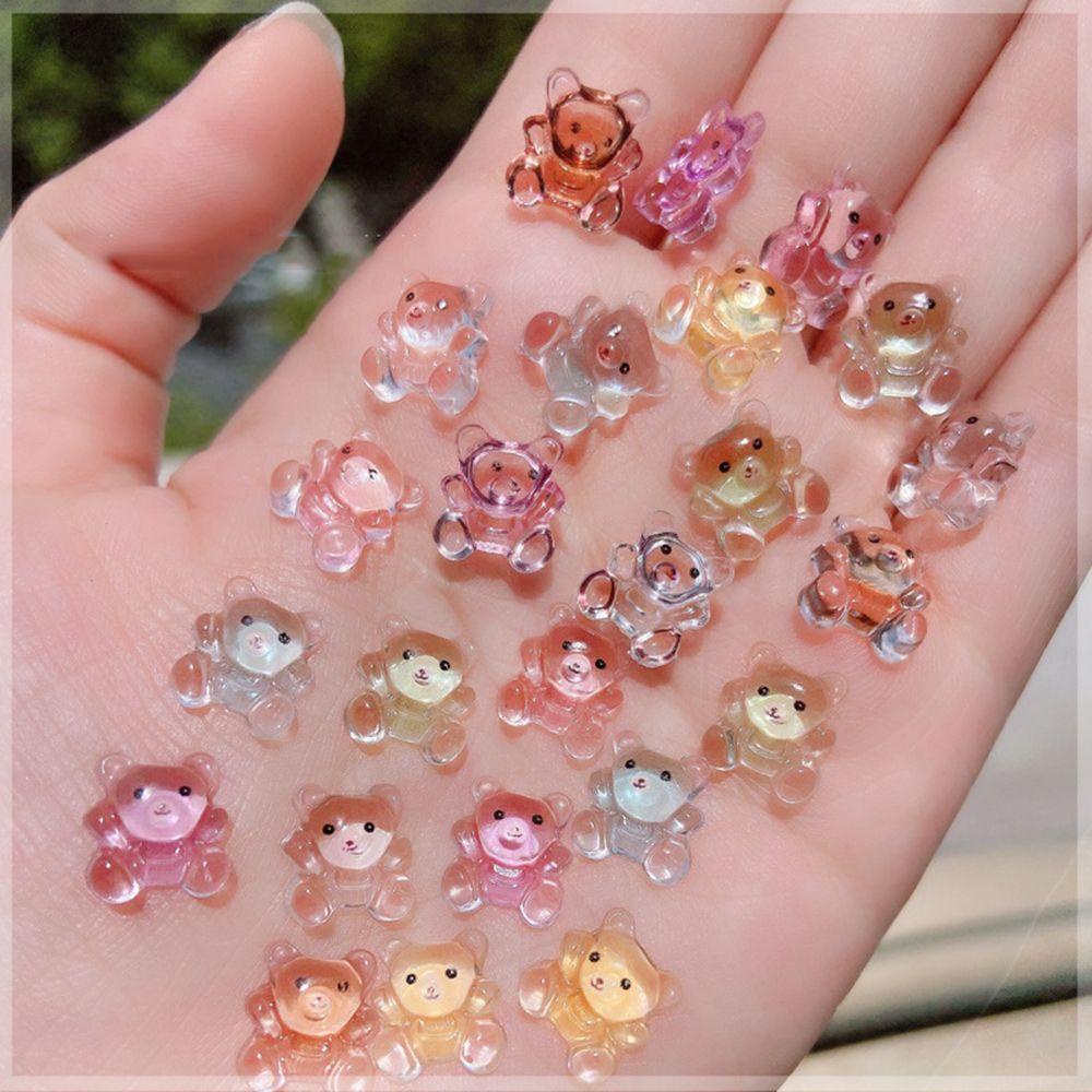 AUGUSTINA Augustina Bear Dekorasi Nail Art Resin Lucu Permen Beruang DIY Ornamen