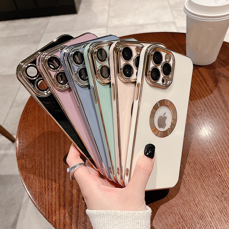 Soft Case Pelindung Kamera Belakang Bahan Kaca Tahan Banting Untuk iPhone 11 Pro max 12 13 Xs max XR 7plus 8plus 7 / 8