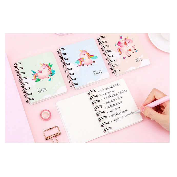 Notebook Motif DINOSAURUS &amp; UNICORN / Notes Buku Memo Mini Gambar Unicorn &amp; Dinosaurus / Buku Mini