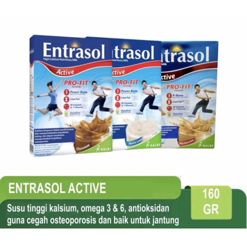 Entrasol active 160 gram ( susu nutrisi lengkap remaja ) 3 varian rasa