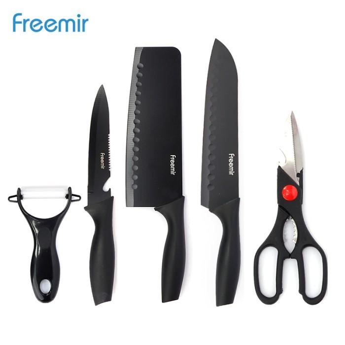 Nay Acc / Freemir Knife Set 5 In 1 Set Pisau Dapur Set Anti Lengket - Hitam