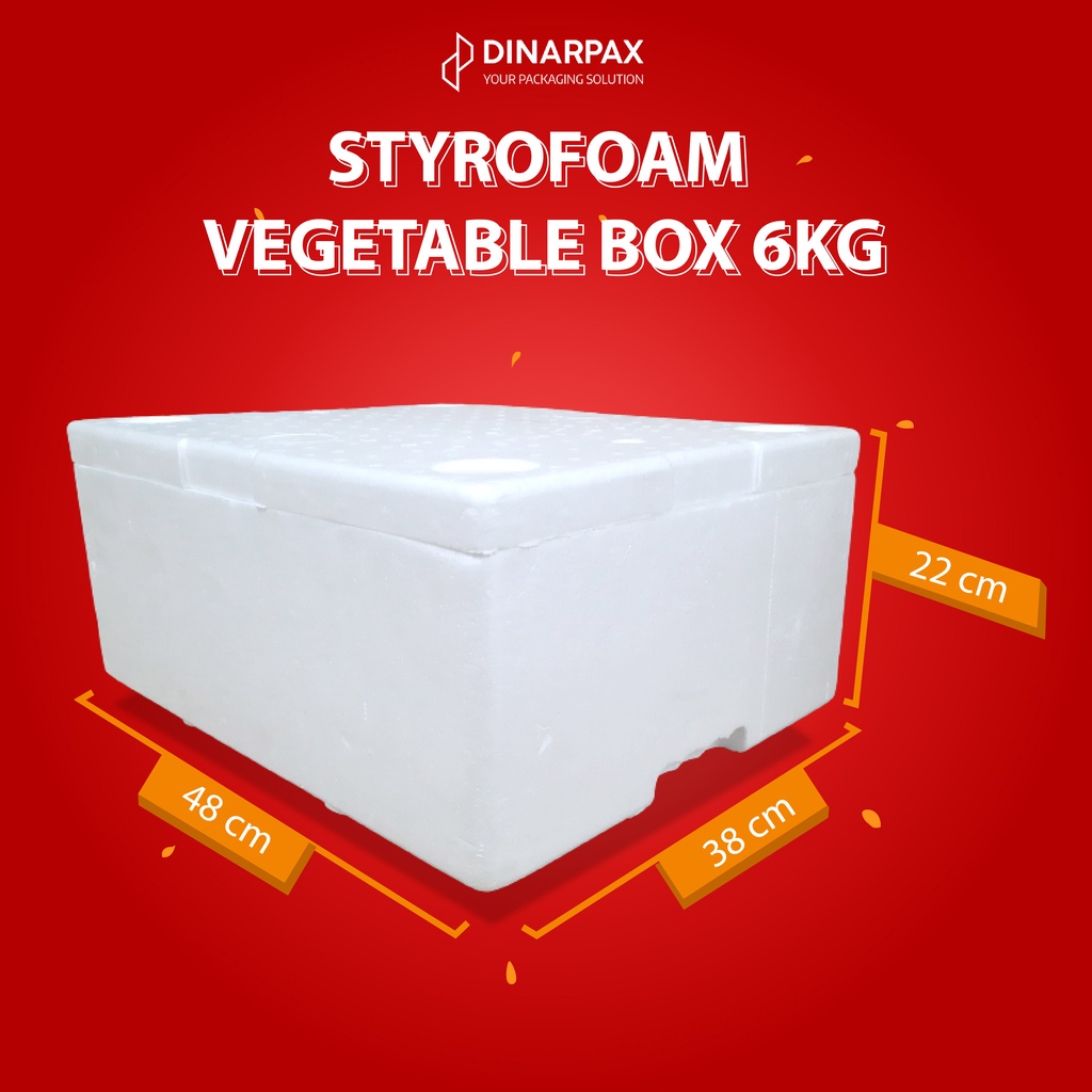 STYROFOAM VEGETABLE BOX 6KG / DINARBOX / SAYUR & BUAH / IKAN / GABUS / SEAFOOD / STEROFOAM / 6 KG