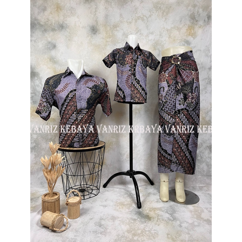 Vanriz Kebaya-Kemeja Batik Lengan Pendek Couple Anak Dan Rok Lilit