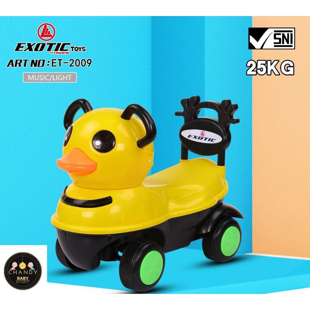 EXOTIC MAINAN ANAK MOBIL MOBILAN DORONG RIDE ON PANDA ET2010 BEBEK ET2009-ET2009 KUNING