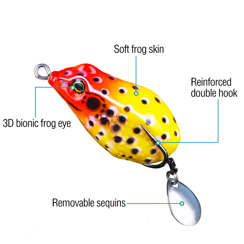 Top Umpan Pancing Soft Bait Bentuk Katak Mata 3D Bahan Silikon