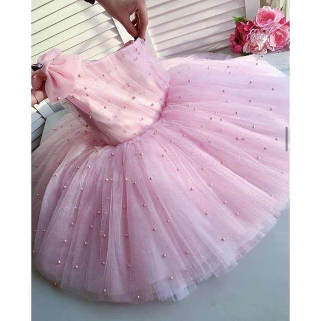 dress tile mutiara oneshoulder tutu anak perempuan baju pesta ulang tahun anak ultah costum bisa couple bebas pilih warna