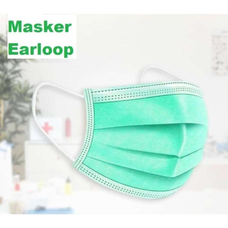 Masker Earlop Hijau 3ply disposable fasemask isi 50pcs