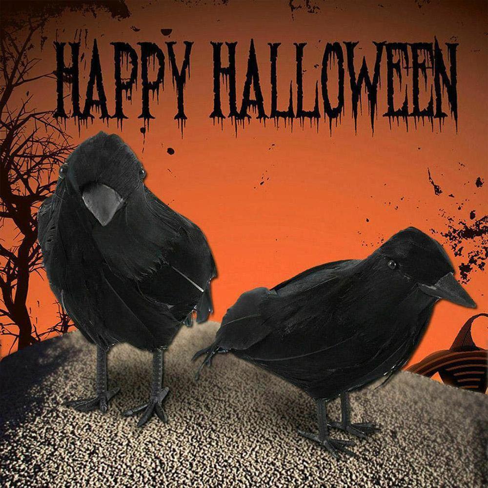 Solighter Halloween Simulasi Hewan Ornamen Dekoratif Props Crow