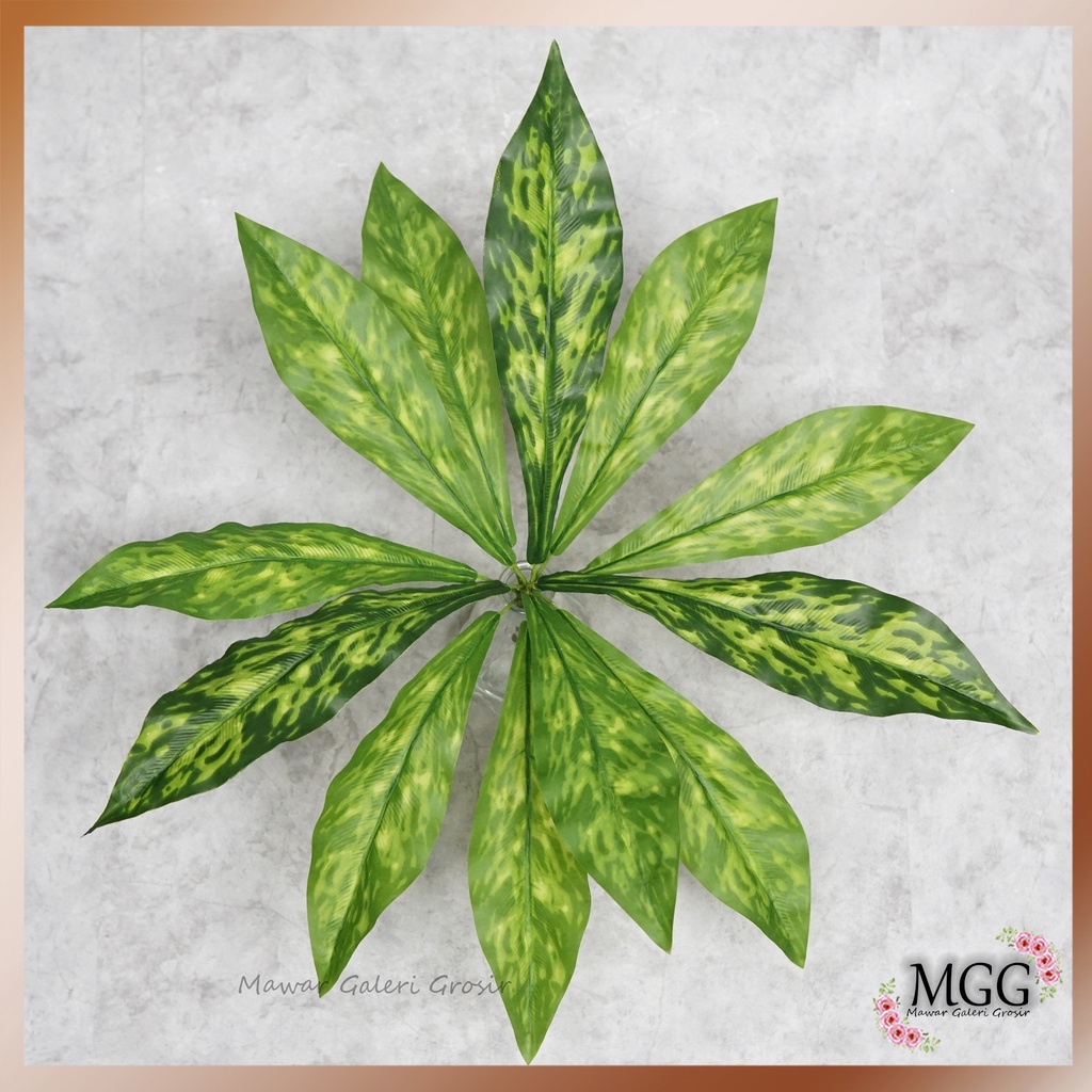 Daun Aglonema Diven Army Latex X12 (satuan) Daun Artificial / Daun Dekorasi / Daun Plastik / Vertica