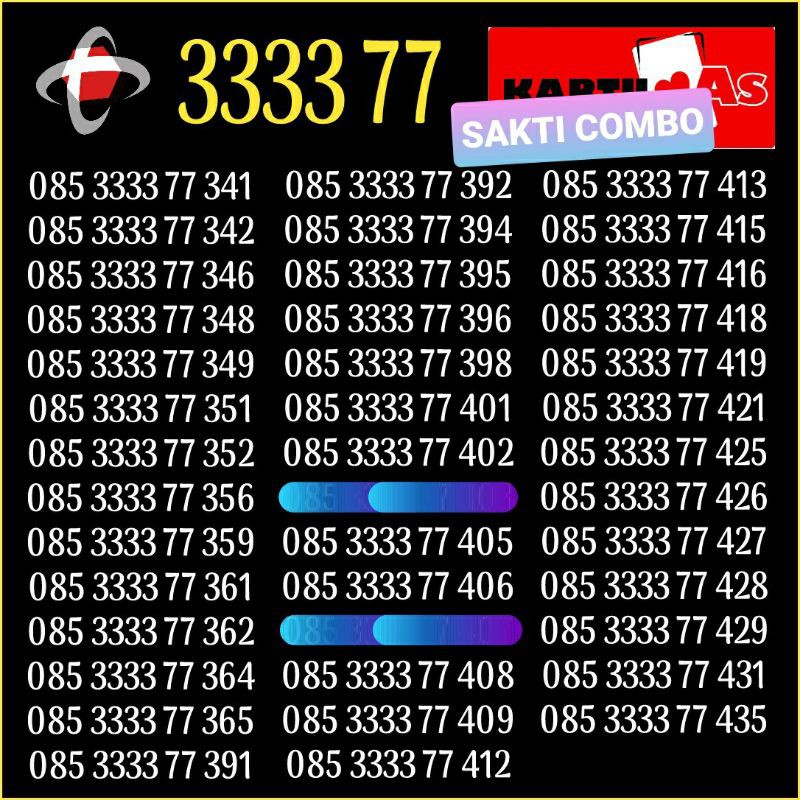 Kartu as perdana cantik telkomsel bukan simpati kuartet 3333 777 77 rapi