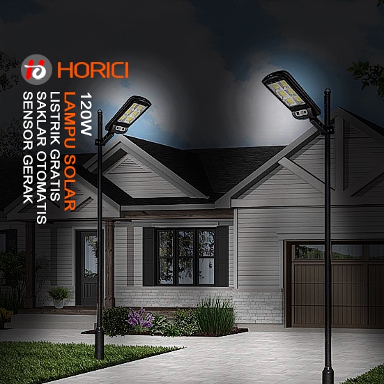 Lampu Tenaga Surya Horici Outdoor IP69 120 Watt / Lampu Solar Sensor Gerak  Lampu Jalan Dan Taman