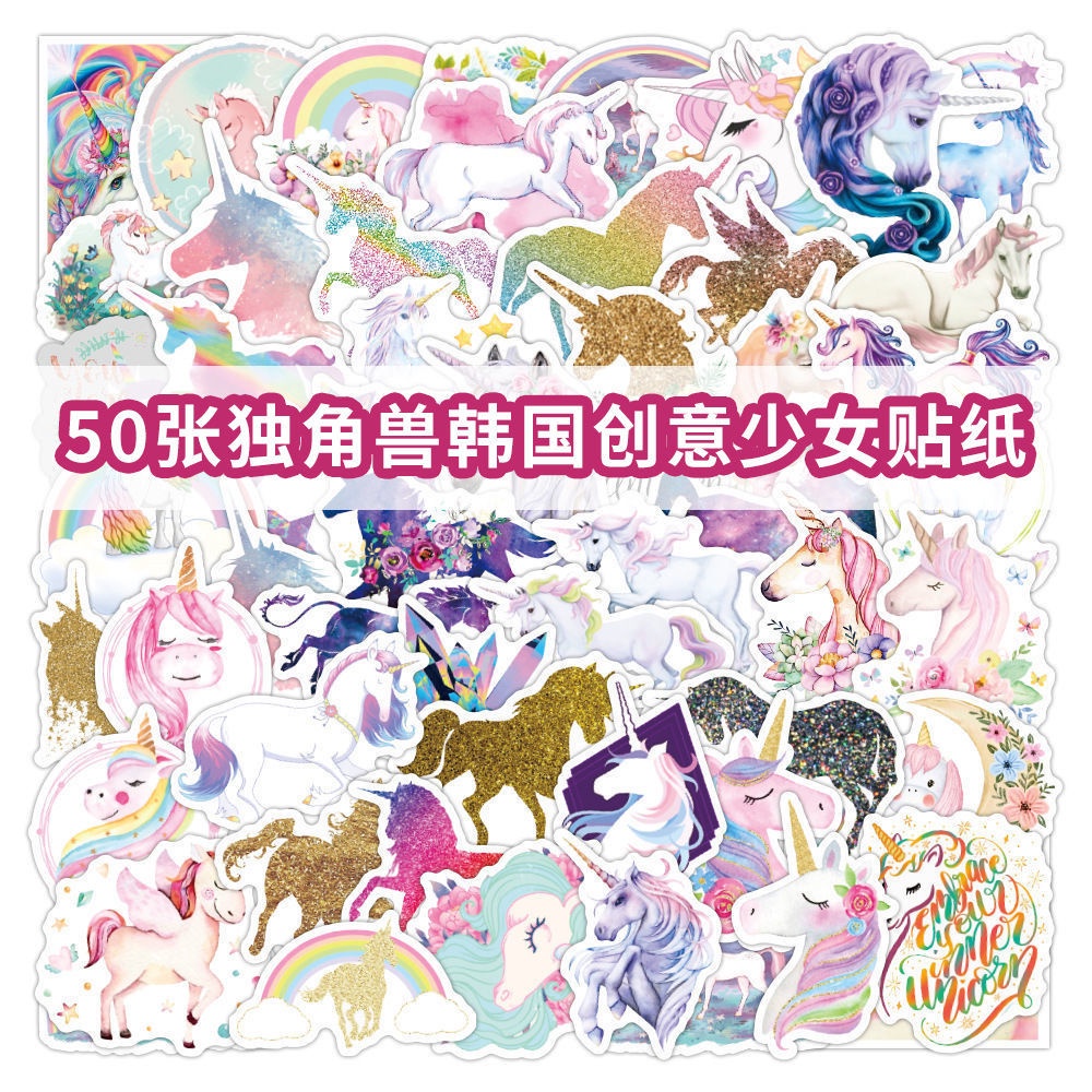 50 unicorn Kreatif Korea gadis stiker mahasiswa lucu bentuk kartun album Jurnal dekorasi stiker kope