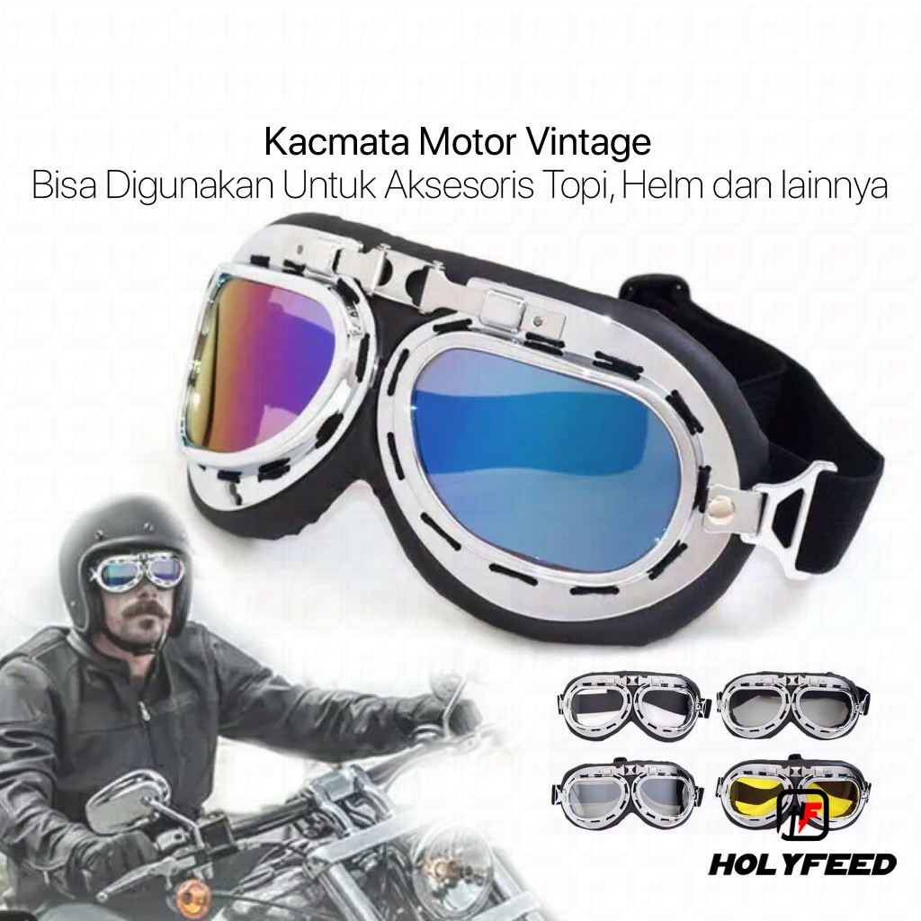 Kacamata Motor Scooter Retro Helm Bogo Off Road Steampunk Motocross Pilot Kamikaze Perang Dunia II