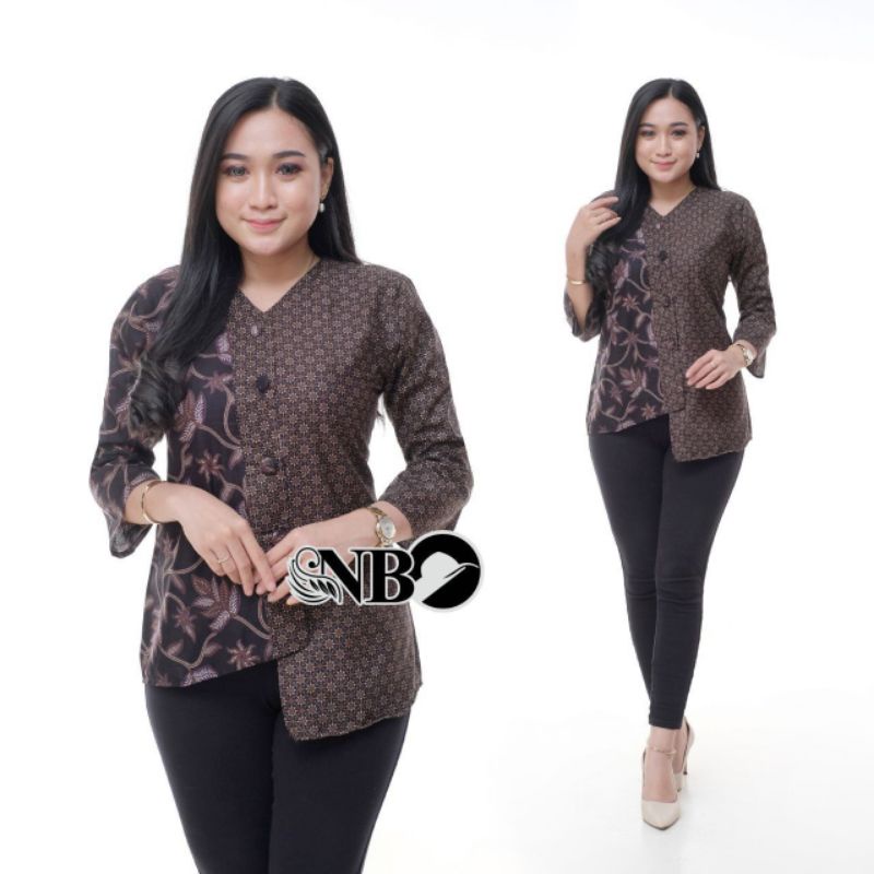 ATASAN / BLOUSE BATIK WANITA TALI PINGGANG KANAN KIRI M L XL XXL