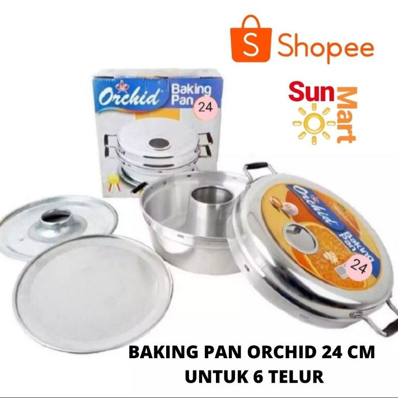 BAKING PAN LOYANG KUE ORCHID 24 CM ISI 6 TELUR BAHAN ALUMINIUM