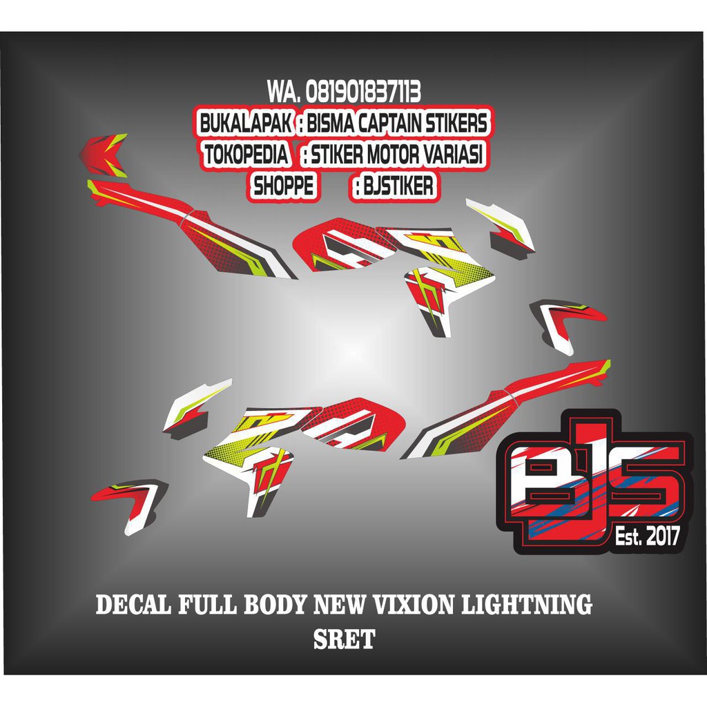 Decal Stiker Full Body New Vixion Lightning Motif Sret Shopee