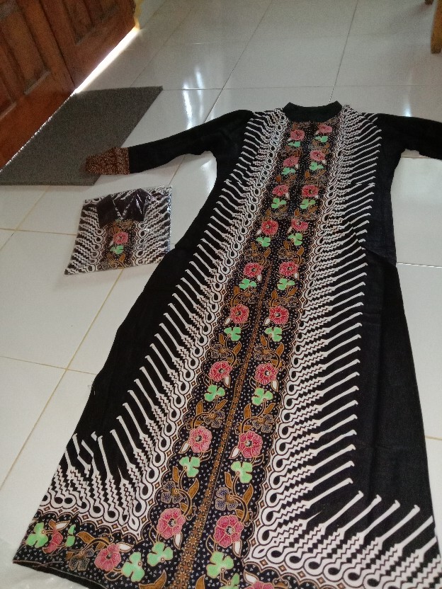 Couple Gamis Cardi Modang Kembang Batik Layer Pasangan Sarimbitan Pesta Kondangan Cantik Sepasang