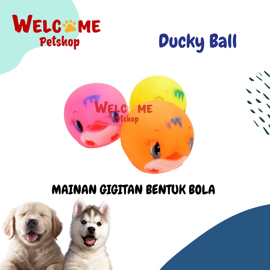 Ducky Ball / Mainan Bola Gigitan Anjing Motif Bebek Bunyi / Dog Toy