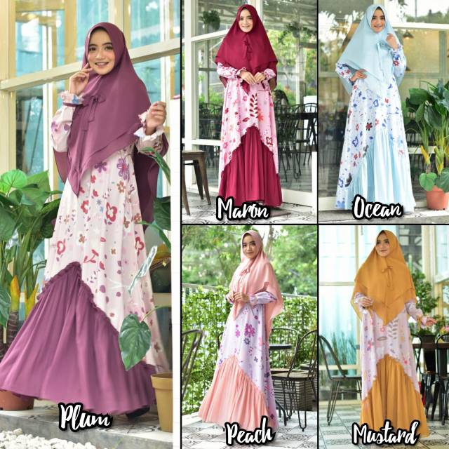 Gamis flora butterfly nararya grosir premium