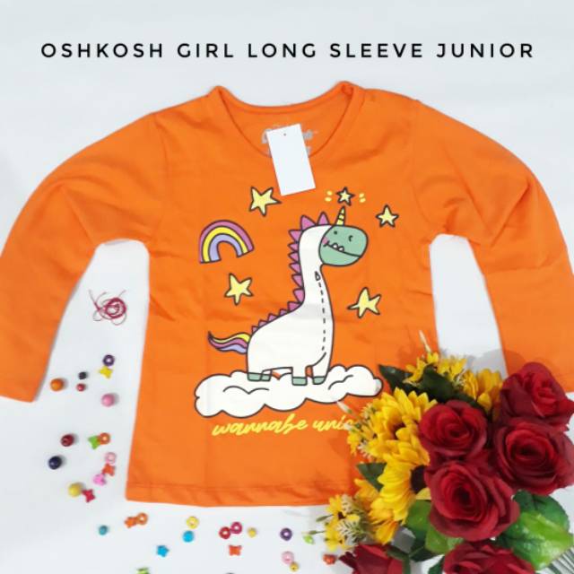 Kaos Anak Perempuan Oshkosh Girl Long Sleeve Junior Warna Oranye