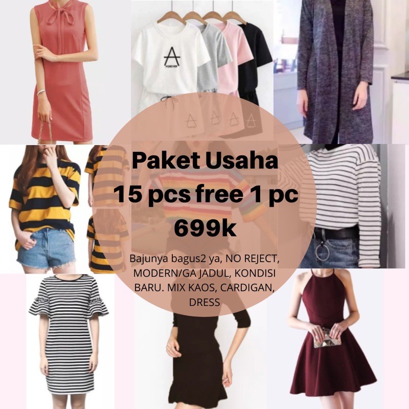PAKET USAHA FASHION WANITA (MIX DRESS, ATASAN, CARDIGAN)