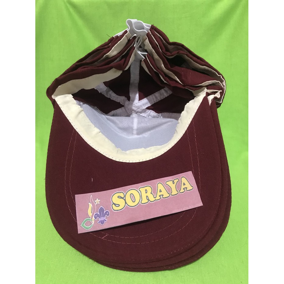 Topi SD Merah Polos/Full Bordir Bahan Standar Belakang Karet