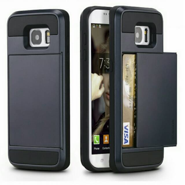 Casing Samsung Galaxy S7 EdgeCard Slider (Case Verus Black/VS02)