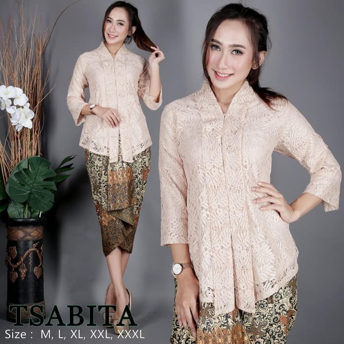 kebaya brukat floy lengan 7/8 trendy