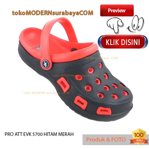 PRO ATT EVK 5700 HITAM MERAH sandal anak sandal bakpao ringan