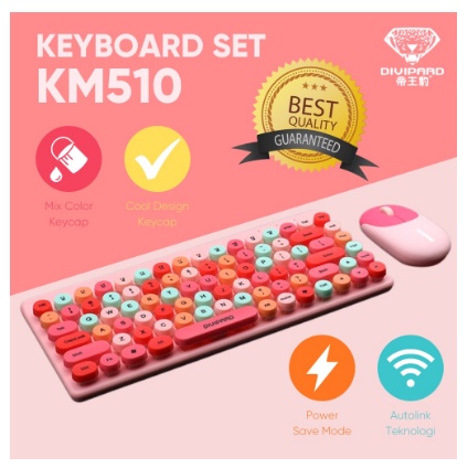 Divipard Keyboard KM510 Plus Mouse Wireless Combo Full Colour