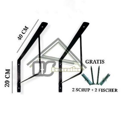 Rak besi siku penyangga ambalan, siku besi tempel dinding 40x20 cm