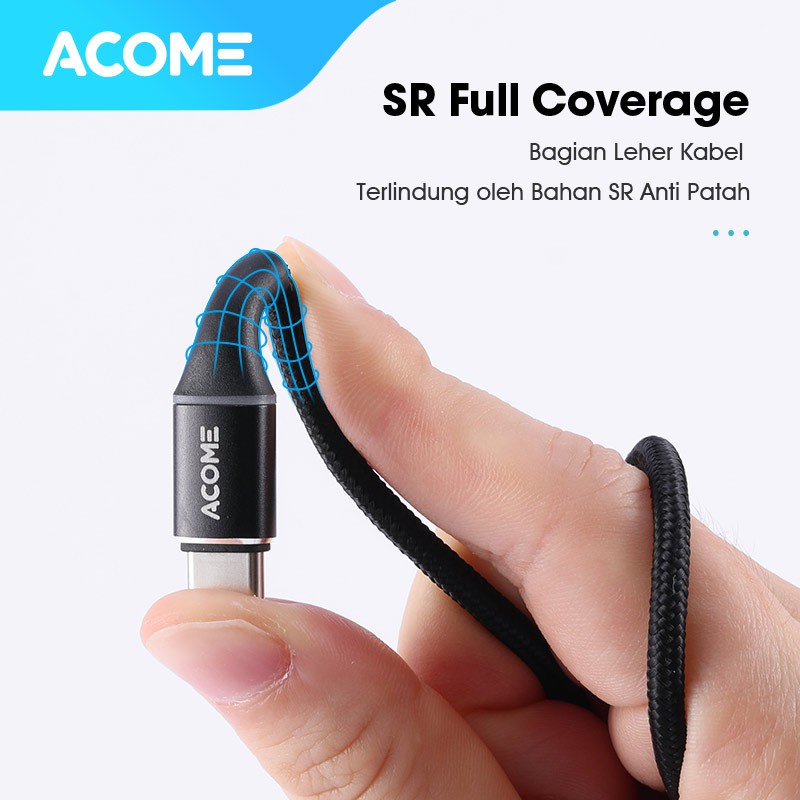 ACOME KABEL DATA 100CM COLORFUL LED FAST CHARGING 3A TYPE-C AOC-010