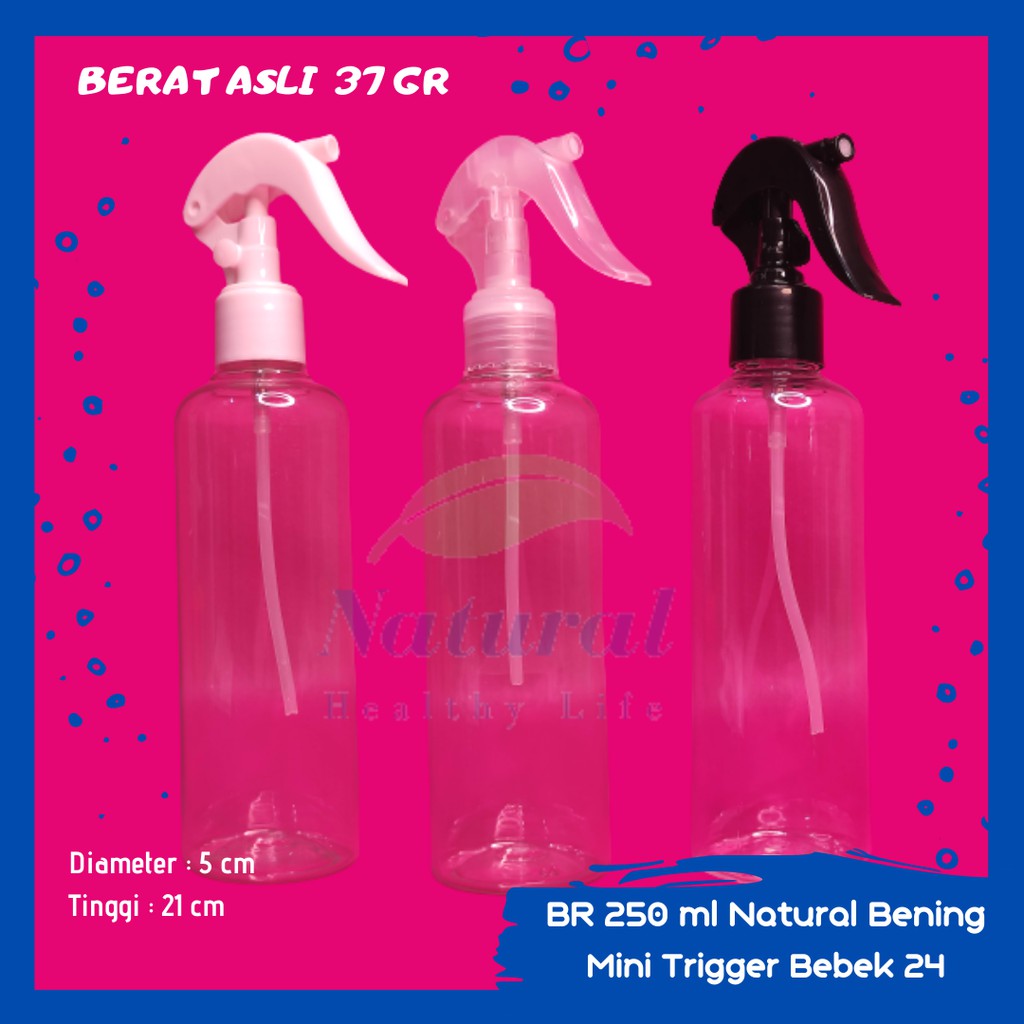 Botol 250ml BR Natural Bening AR mini Trigger Bebek Spray N 24 Bahan PET