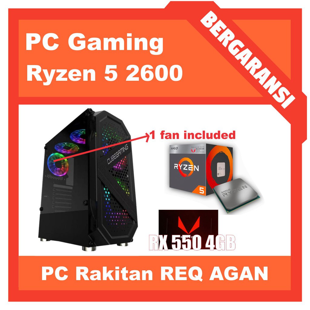 PC GAMING RYZEN 5 with VGA RX 550 2GB RAM 16GB