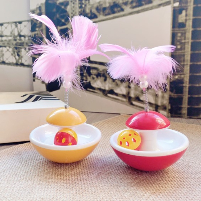 Mainan Tumbler Bulu Warna-Warni Tahan Jatuh Untuk Kucing