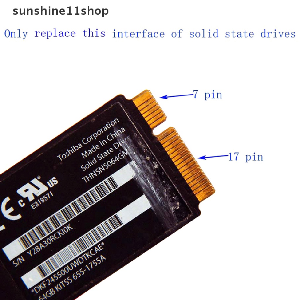 Sho Papan Adapter M.2 NGFF SSD Ke 17 + 7 Pin Untuk Macbook AIR 2012 A1466 A1465 N