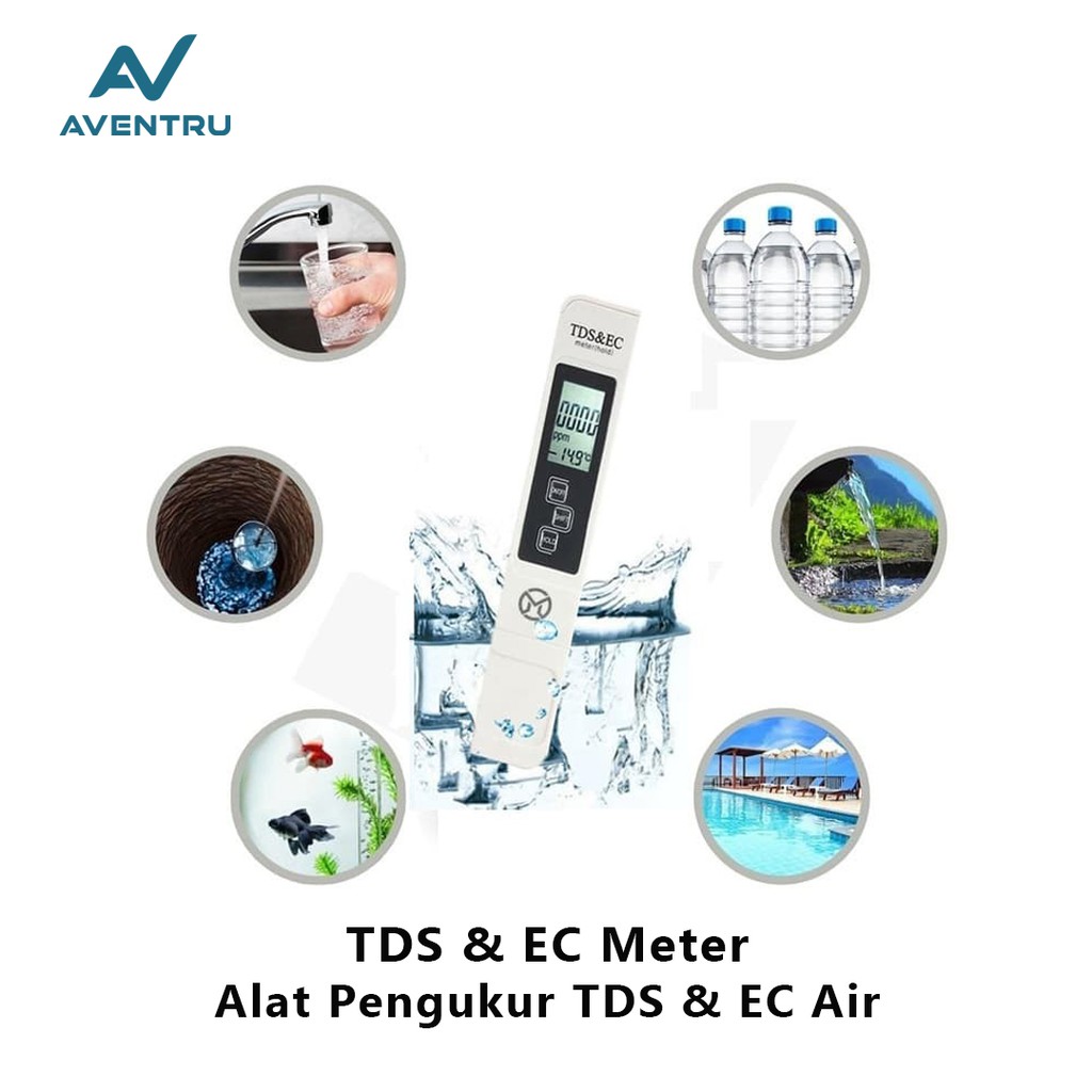 TDS EC Meter Alat Pengukur Kualitas Air Hidroponik TDS &amp; EC Meter Air PH Meter ATC